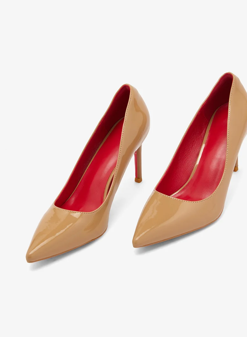 Ella Beige Classic Glossy High Heel Stiletto Pumps for Women | Best Price UAE