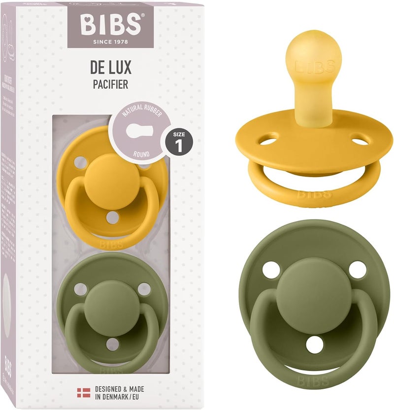 BIBS De Lux Soother 2-Pack - Honey Bee/Olive - Image 1