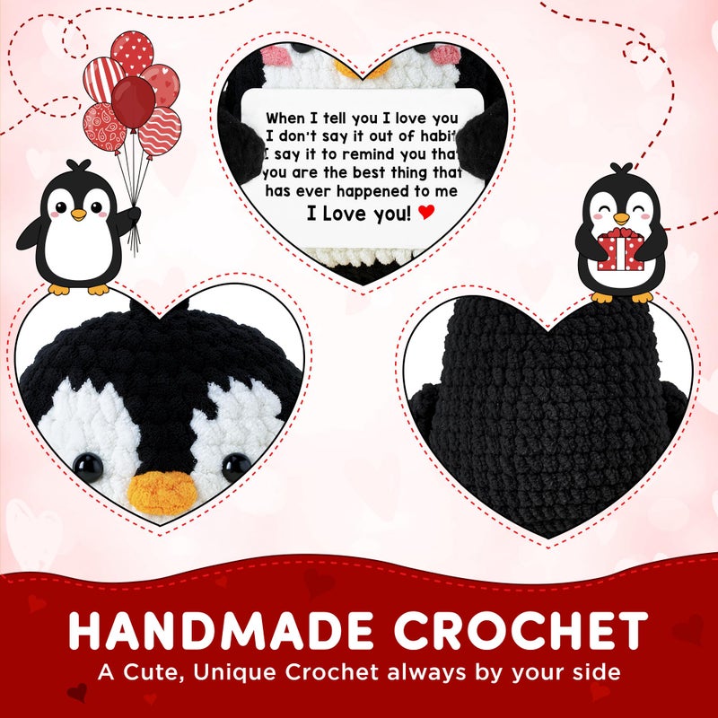 WITTSPOT Penguin Romantic Gift - Valentines Day Gifts for Him, Her, Men, Boyfriend, Women, Girlfriend, Wife, Husband - Crochet Penguin Plush Couples Gifts for Anniversary, Birthday, Christmas, Stocking Stuffer - Image 5