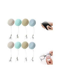 Macaron Mobile Phone Screen Wipes, Lens Wipe Glasses with Portable Keychain, Brush Key Pendant for Mobile Computer Electronic Devices Phone Screen Cleaner (8PCS)