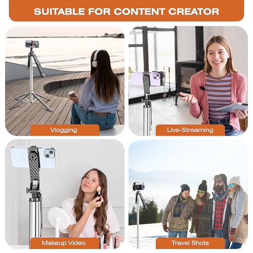 Dravina Selfie Stick with Rechargeable Remote. 180cm Tripod Stand with Stable 4 Leg Design, 360° Rotation, 270° Tilt, Balance Handle Tripod for iPhone, Camera, Gopro, Ring Light, Shooting - Image 3