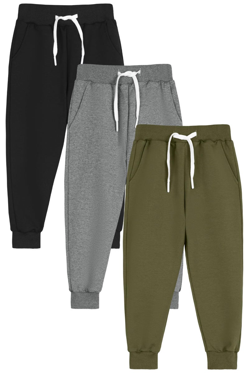 Resinta 3 Pack Toddler Boy Sweatpants Cotton Boys Athletic Joggers Pants Kids Sweats Pants with Pocket Workout Clothes - Image 1