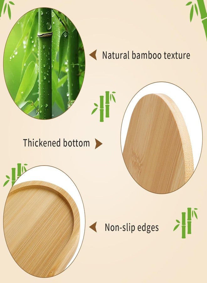 DIBALIYI 6 Pcs Bamboo Tray for Bathroom, Small Wooden Trays, Oval Decorative Tray for Organizing Accessories, Vanity Trays Soap Dish for Kitchen Breakfast Candle, 6.9 * 3.5In - Image 3