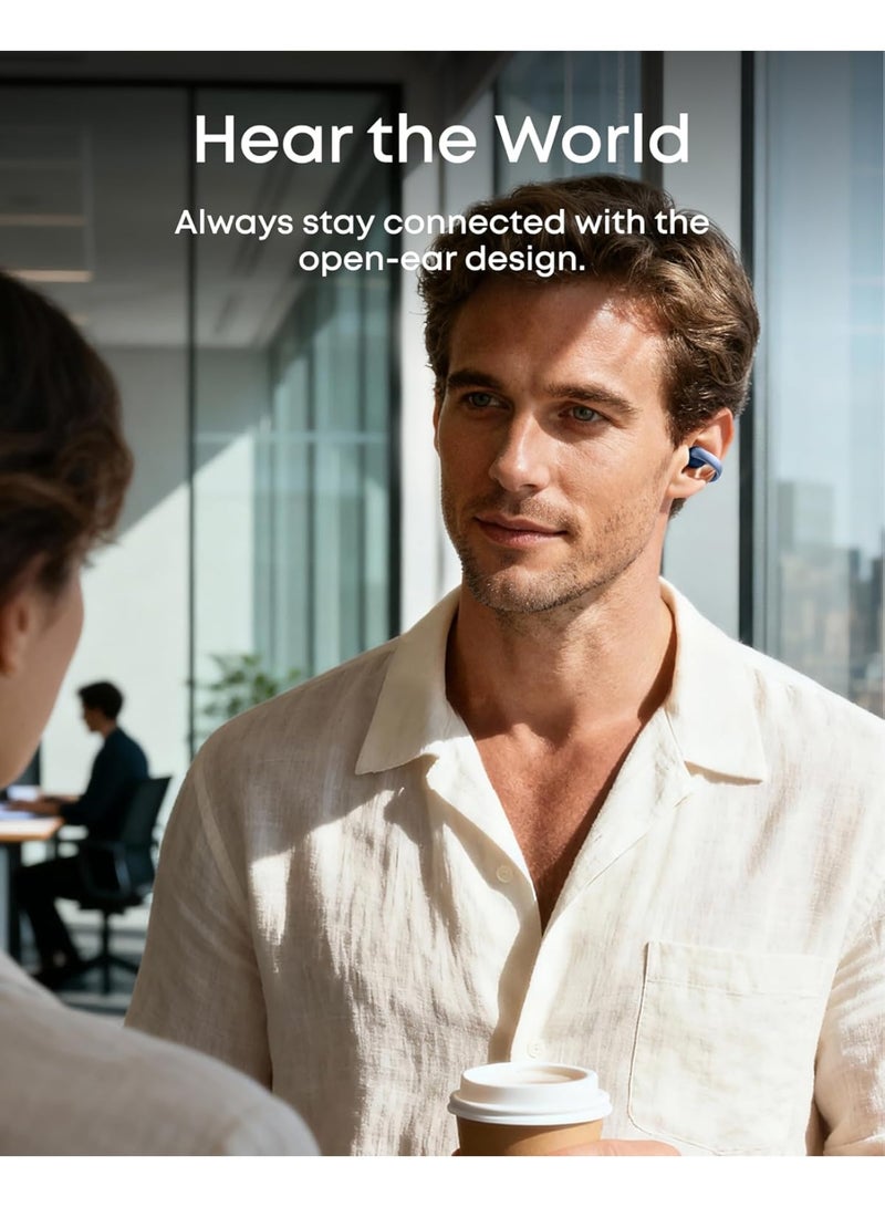 Soundcore AeroClip by Anker, Open-Ear Earbuds, Clip-On Headphones, Adaptive Comfort, Clear Calls with 4 Mics and AI, Stable Fit, 12mm Drivers for Powerful Bass, Hi-Res, Open-Ring Design Glacier Blue - Image 4