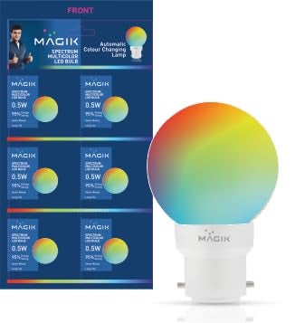MAGIK Spectrum 0.5W LED Bulb (Multicolor) | Decorative Night Lamp for Home, Temple & Bedroom | B22 Base | Energy Efficient Zero Watt Light | Pack of 6 - Image 1