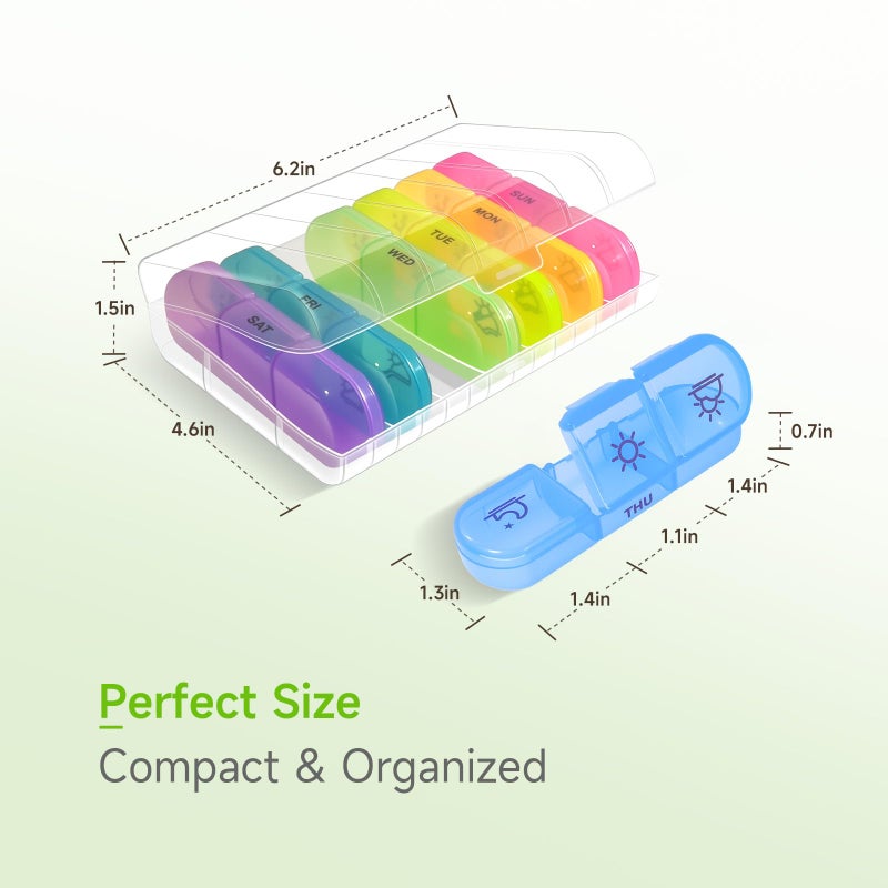 Zoiydals Weekly Pill Organizer 3 Times a Day â€“ 7 Day Medicine Pill Organizer and Travel Pill Box with Large Openings, Elegant Pill Case for Easy Use â€“ Morning Noon Evening Compartments for Pills, Vitamins - Image 2