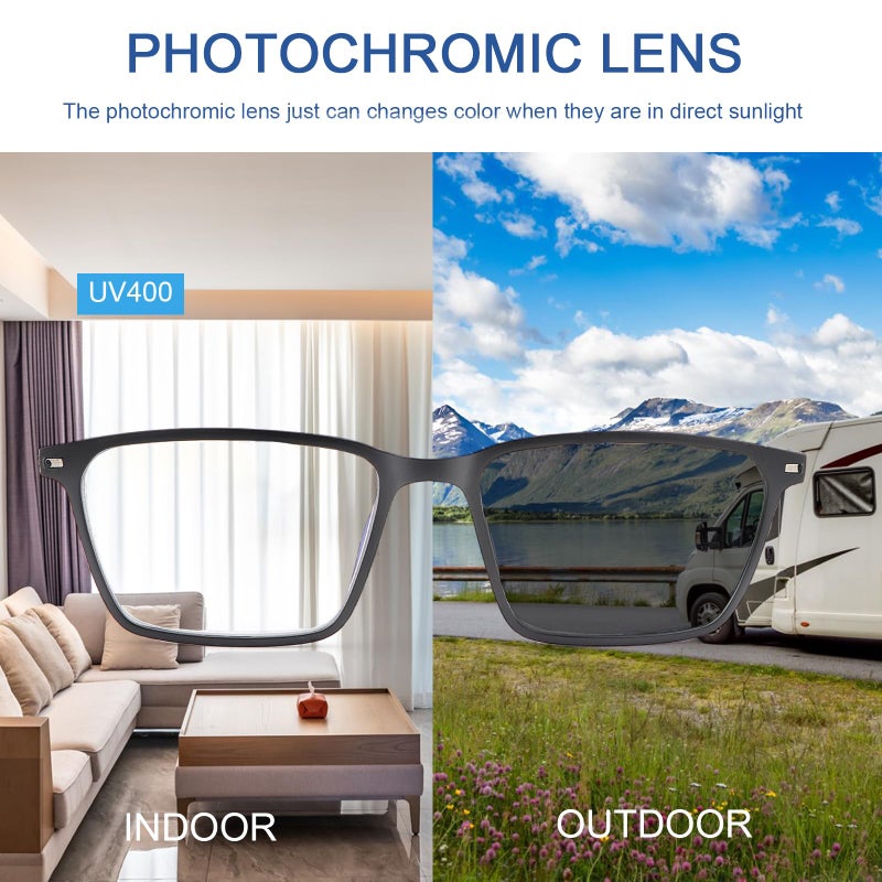 YIMI Blue Light Blocking Glasses Photochromic Gray Sunglasses for Men and Women Day Night Gaming TV Phones Computer Eyeglasses UV Protection Anti Glare Shade Lightweight Eyewear Full Frame Spectacles - Image 5