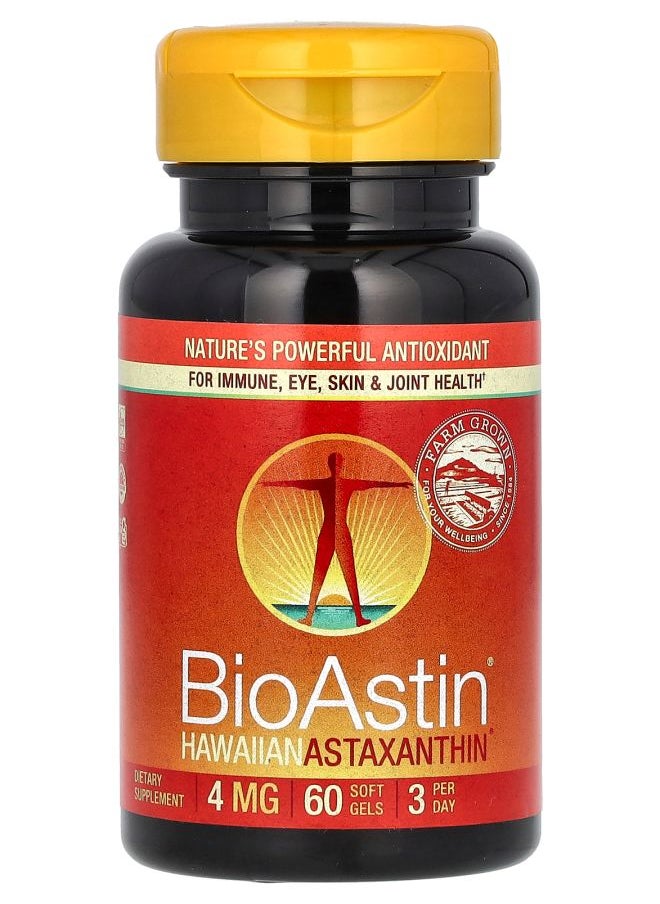 Nutrex Hawaii BioAstin Hawaiian Astaxanthin 12 mg 60 Soft Gels (4 mg per Soft Gel) 