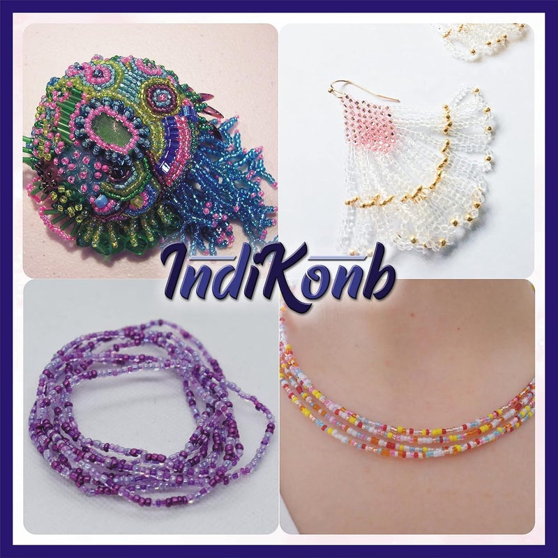 INDIKONB INDIKONB Glass Transparent Seed Beads 11/0 2 mm for Jewellery Making Material for Earring, Necklace, Bracelet Jewelry Making Set for Girls and Women  - Image 2