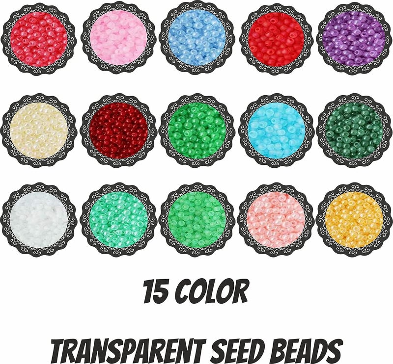 INDIKONB INDIKONB Glass Transparent Seed Beads 11/0 2 mm for Jewellery Making Material for Earring, Necklace, Bracelet Jewelry Making Set for Girls and Women  - Image 4