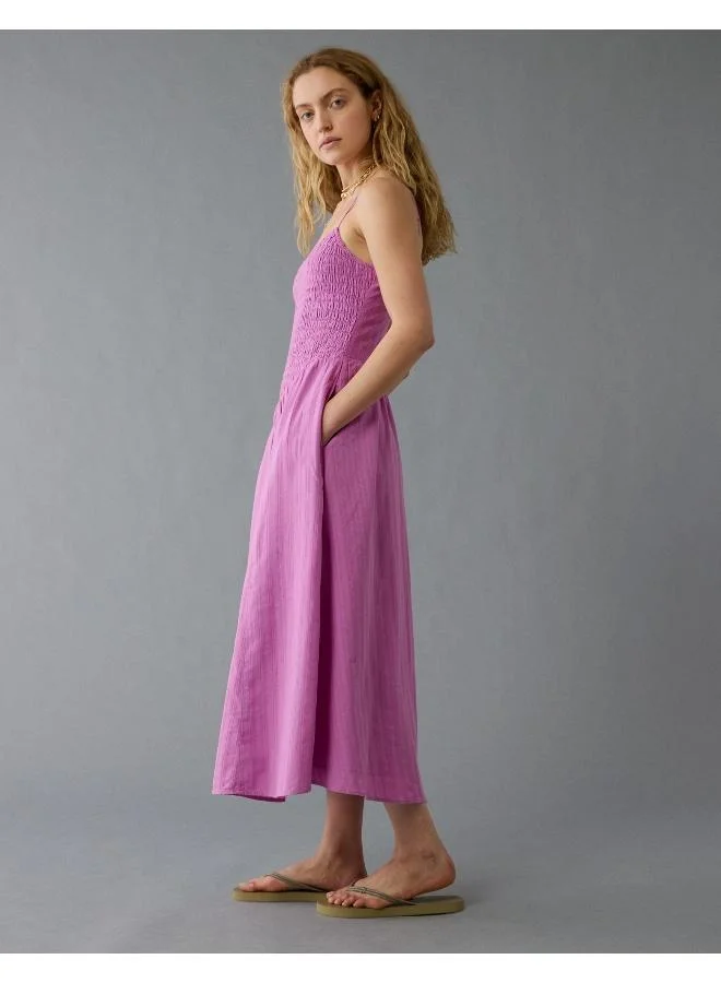 American Eagle Shirred Bodice Midi Dress