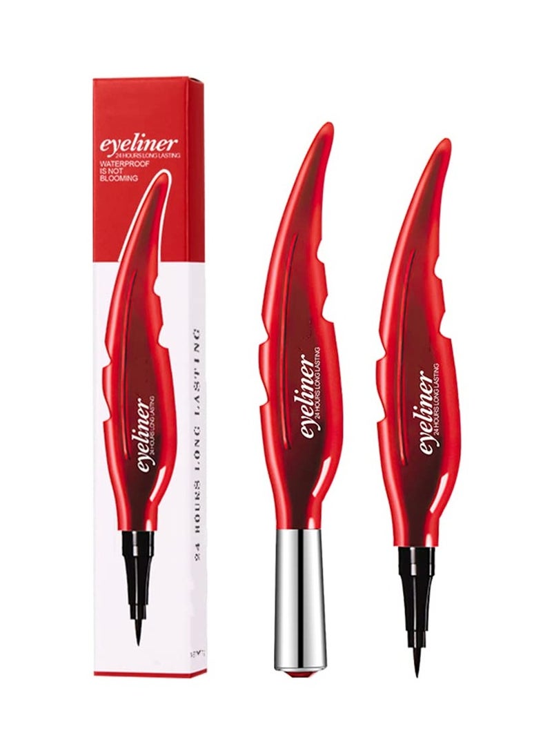 2 Pcs Waterproof Liquid Eyeliner, Super Slim Eyeliner Pencil Long-Lasting Liquid Eyeliner Quick Drying Eyeliner Smooth Gliding Eyeliner Smudgeproof Liquid Eyeliner All Day Wear Liquid Eyeliner - Image 1