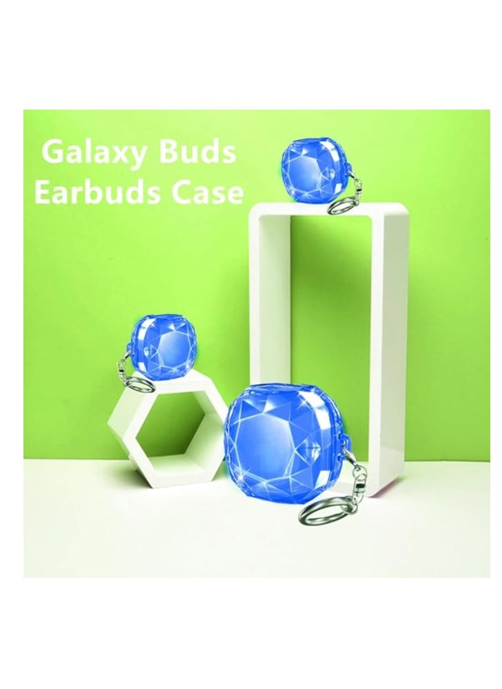 Generic - Compatible with Samsung Galaxy Buds FE Case (2023)/Galaxy Buds 2 Case/Galaxy Buds Pro Case/Galaxy Buds Live Case Hard PC Shockproof Case Crystal Shape Protective Cover with Keychain (Blue) - Image 1