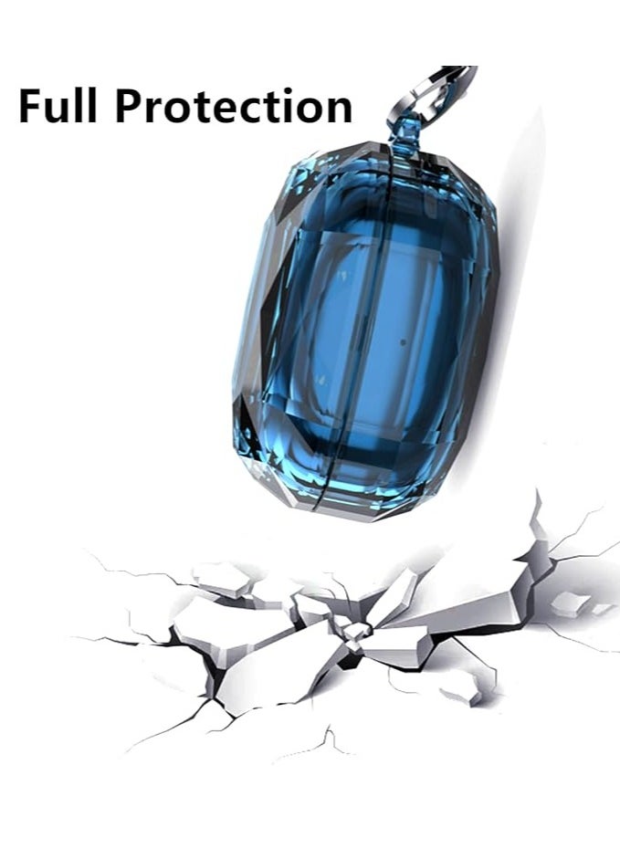 Generic - Compatible with Samsung Galaxy Buds FE Case (2023)/Galaxy Buds 2 Case/Galaxy Buds Pro Case/Galaxy Buds Live Case Hard PC Shockproof Case Crystal Shape Protective Cover with Keychain (Blue) - Image 1