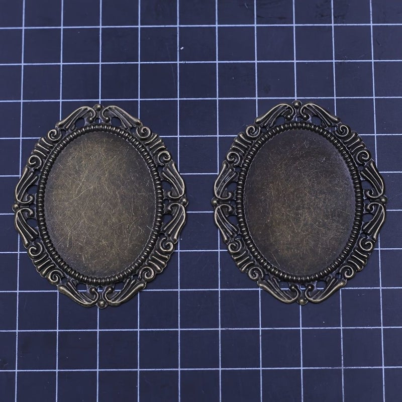 Vintage Bronze Tone 53mm Flower Lace Filigree Wraps Pendants Craft Jewelry DIY Finding N2134 - Image 3