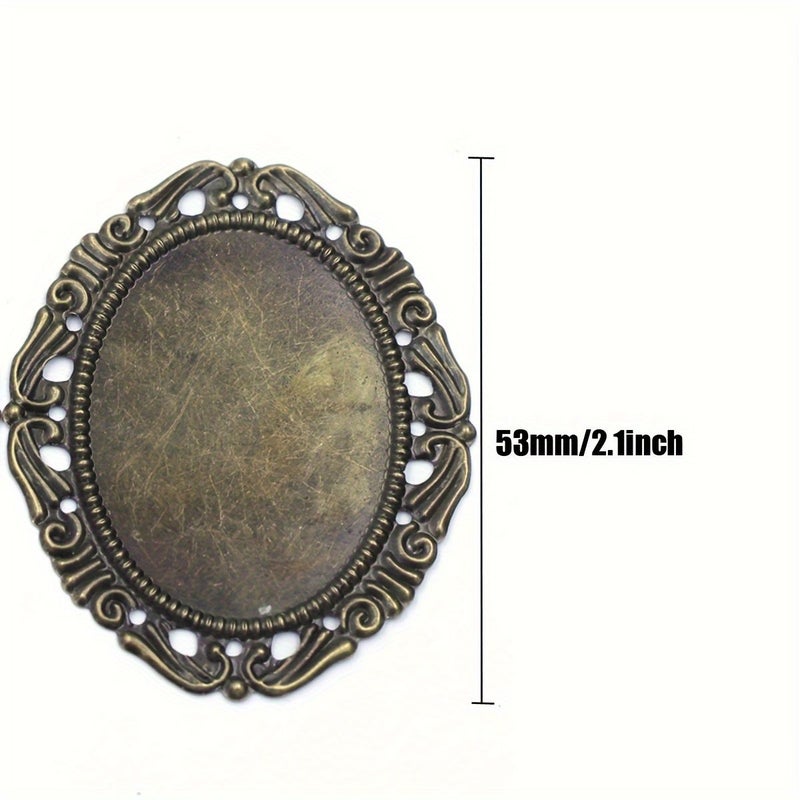Vintage Bronze Tone 53mm Flower Lace Filigree Wraps Pendants Craft Jewelry DIY Finding N2134 - Image 4