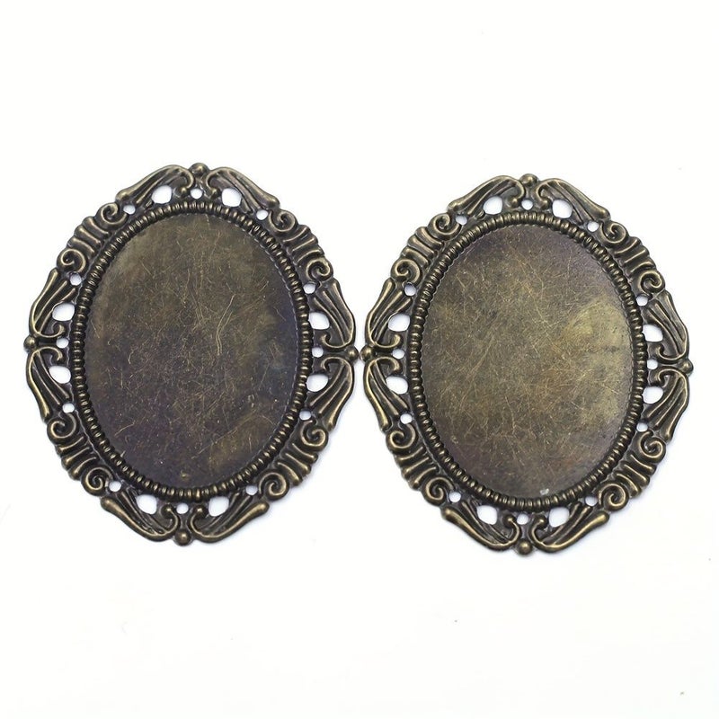 Vintage Bronze Tone 53mm Flower Lace Filigree Wraps Pendants Craft Jewelry DIY Finding N2134 - Image 1