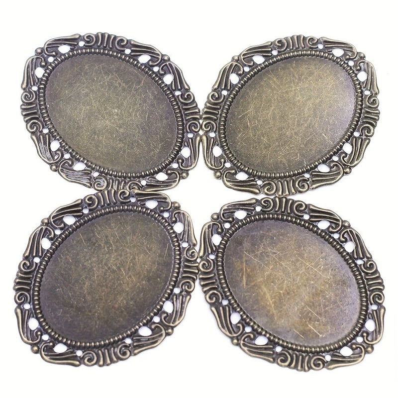 Vintage Bronze Tone 53mm Flower Lace Filigree Wraps Pendants Craft Jewelry DIY Finding N2134 - Image 5