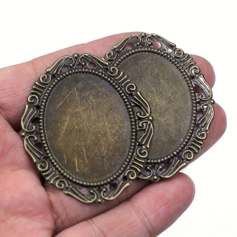 Vintage Bronze Tone 53mm Flower Lace Filigree Wraps Pendants Craft Jewelry DIY Finding N2134 - Image 2