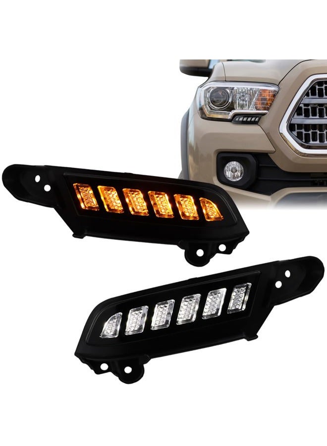 GEEGEETOP FulL LED DRL Lens Front Headlight Side Marker Bumper Light Assembly Compatible with 2016-2023 Tacoma,Switchback White&Amber Functions as Tail Light Turn Signal Light (NEW 16-23) - Image 1