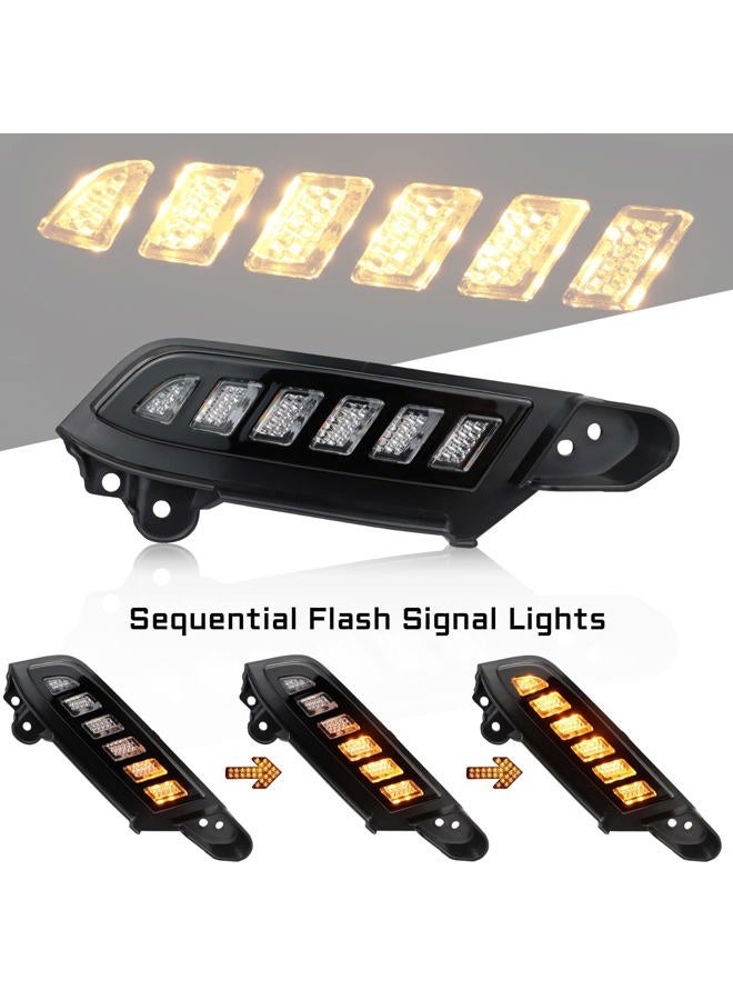 GEEGEETOP FulL LED DRL Lens Front Headlight Side Marker Bumper Light Assembly Compatible with 2016-2023 Tacoma,Switchback White&Amber Functions as Tail Light Turn Signal Light (NEW 16-23) - Image 2