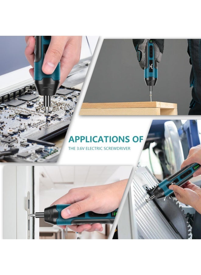 Long Electric Cordless Screwdriver, 3.6V Rechargeable Screwdriver, 5N.m Max Torque, 4-Gear Torque, LED Light, 105 Pcs, Ideal for Daily & Light Industrial Use - Image 2