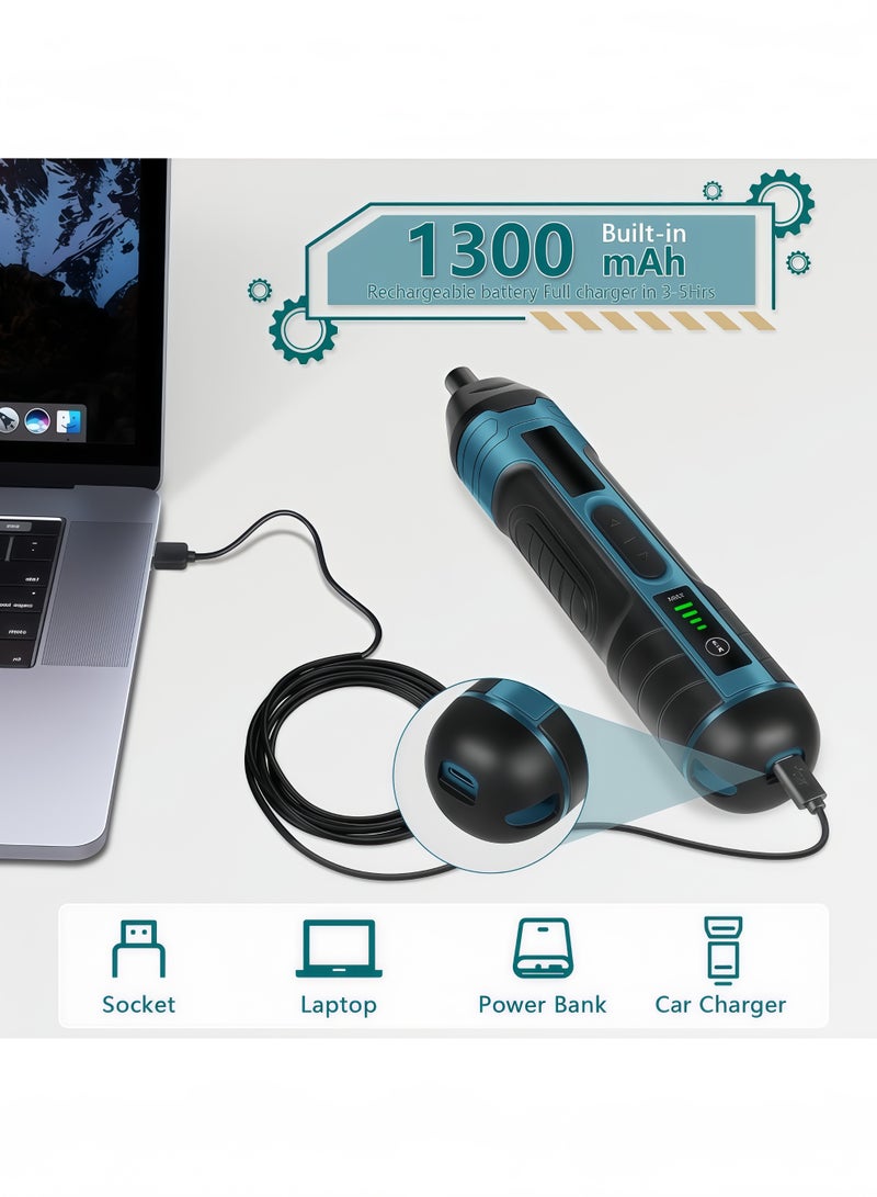 Long Electric Cordless Screwdriver, 3.6V Rechargeable Screwdriver, 5N.m Max Torque, 4-Gear Torque, LED Light, 105 Pcs, Ideal for Daily & Light Industrial Use - Image 4