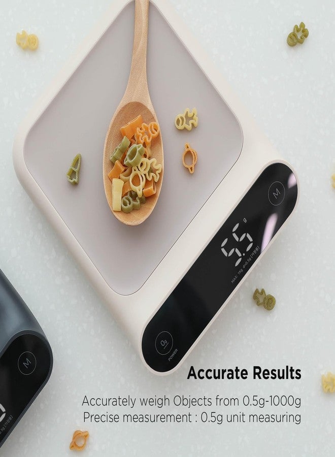 Mooas Food Scale, Digital Kitchen Scales, Small Kitchen Scale, Weight in Grams, Ounces, Milliliters for Baking, Cooking, Meat, Dieting and Meal Prep, LED Display, Tare Function - Image 2
