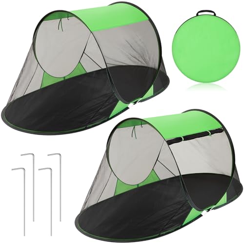 Wowangce 2 Pcs Pop up Mosquito Tent 1 Person Foldable Camping Tent with Ground Pin Portable Waterproof Bug Net for Bed Cot Outdoor Hiking Summer Camping(Green) - Image 1
