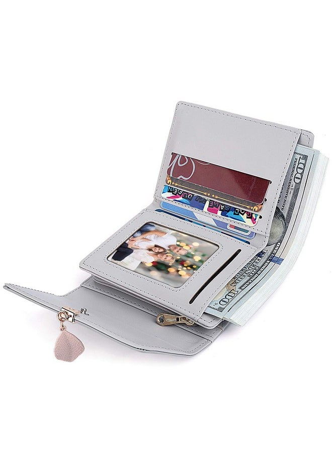 UTO - Small Wallet For Women Girls Wallet Leather Vegan Leaf Pendant Card Holder Organizer Zipper Coin Purse - Image 1