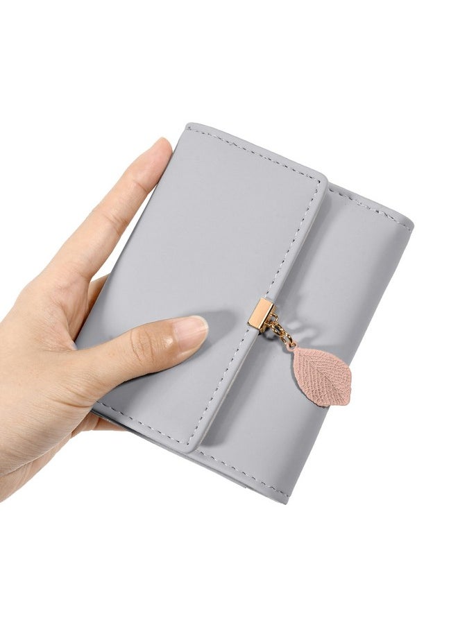 UTO - Small Wallet For Women Girls Wallet Leather Vegan Leaf Pendant Card Holder Organizer Zipper Coin Purse - Image 1