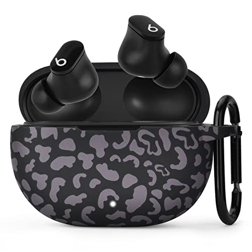 AIRSPO Silicone Case Compatible with Beats Studio Buds Case 2021 Soft Protective Cover for Beats Wireless Earbuds with Keychain (Black Leopard) - Image 1
