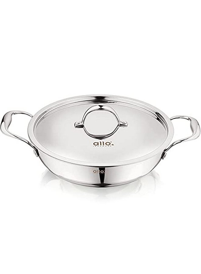 Allo Triply Stainless Steel Kadhai with Handles|Perfect Kadhai for Curry/Stir-Fry/Deep-Fry/DryVeg/Sauté Induction Friendly Naturally Non-Stick with Lid | 10 Years Warranty, 20cm, 1.5 litres - Image 1