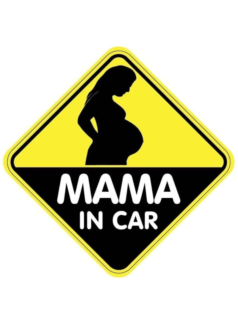 SOLDOUT Pregnant On Board Mama in Car Warning Alert Sticker Bumper Window PVC Decal, 13.5CM X 11.5CM  - Image 1
