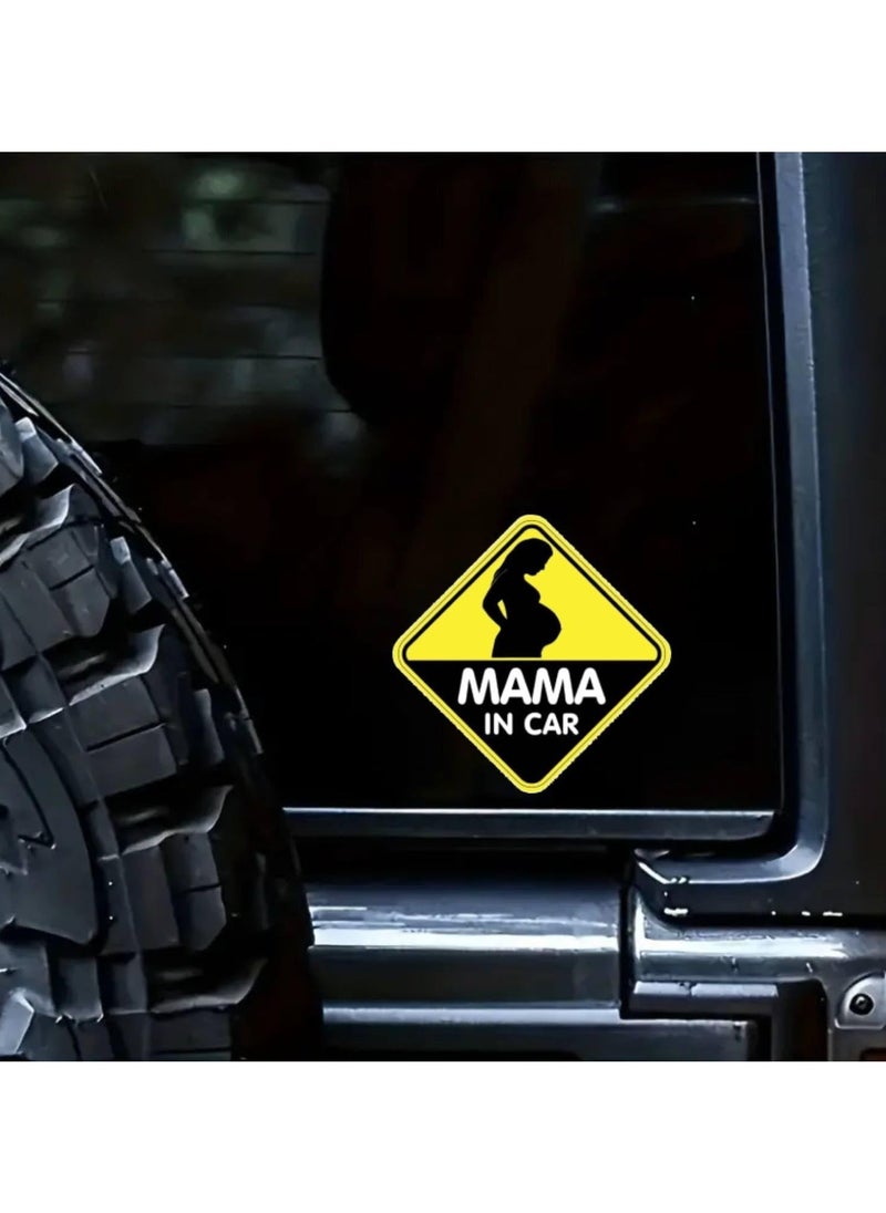 SOLDOUT Pregnant On Board Mama in Car Warning Alert Sticker Bumper Window PVC Decal, 13.5CM X 11.5CM  - Image 2
