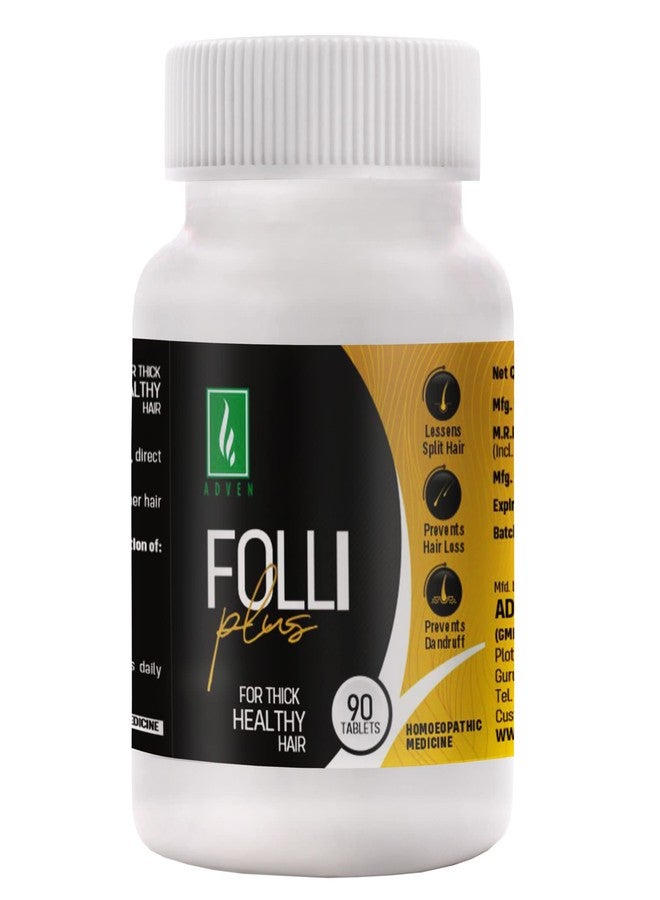 Adven Folli Plus Tablets | For Hair Fall, Dandruff, Split Ends & Weak Roots | Supports Scalp Health & Hair Growth | 2 X 90 Tab - Image 1