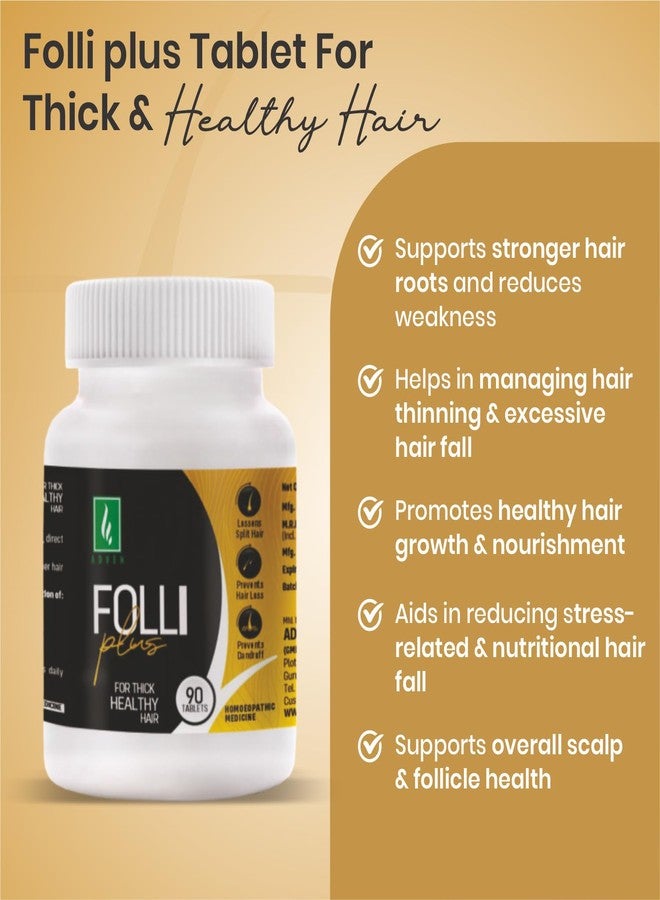 Adven Folli Plus Tablets | For Hair Fall, Dandruff, Split Ends & Weak Roots | Supports Scalp Health & Hair Growth | 2 X 90 Tab - Image 2