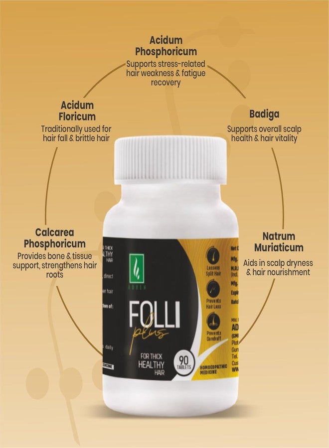 Adven Folli Plus Tablets | For Hair Fall, Dandruff, Split Ends & Weak Roots | Supports Scalp Health & Hair Growth | 2 X 90 Tab - Image 5