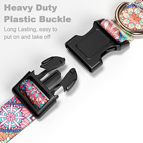 Rnivvi Dog Collar for Medium Dogs, Cute Heavy Duty Adjustable Puppy Collar with Quick Release Buckle for Boy Girl & Female, Pet Accessories for Walking Running, M Length 1" Width, Beautiful Mandala - Image 4