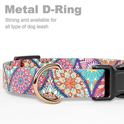 Rnivvi Dog Collar for Medium Dogs, Cute Heavy Duty Adjustable Puppy Collar with Quick Release Buckle for Boy Girl & Female, Pet Accessories for Walking Running, M Length 1" Width, Beautiful Mandala - Image 5