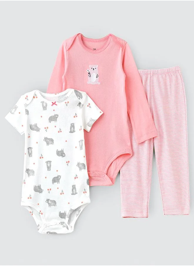 babyqlo Snuggle Bear 3-Piece Baby bodysuits Set