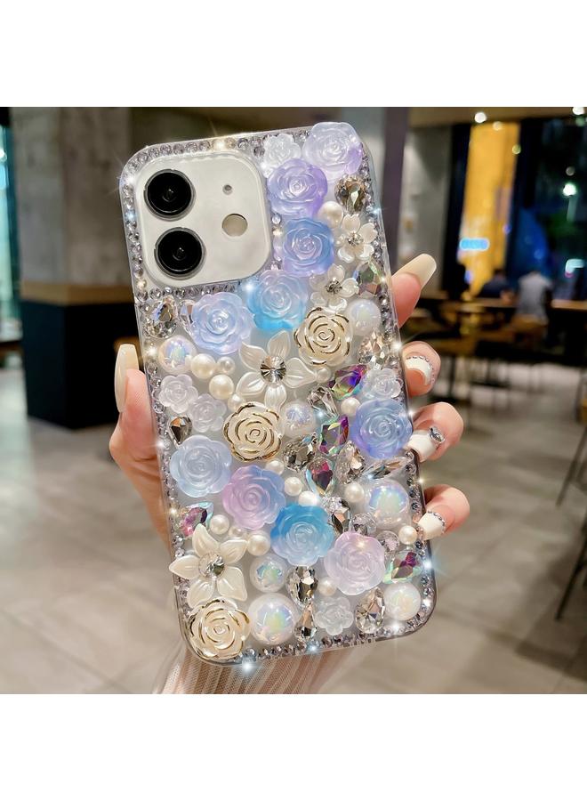 S-TOP Case For iPhone 12 mini Rose Hand-set Pearl Diamond PC Phone Case - Image 1
