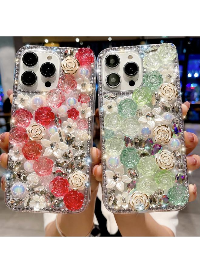 S-TOP Case For iPhone 12 mini Rose Hand-set Pearl Diamond PC Phone Case - Image 2
