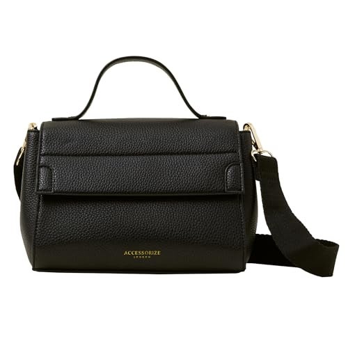 Accessorize London Women's Black Satchel Sling Bag with Adjustable Strap| crossbody sling bag for women stylish|Ladies trendy sling bag|latest handbag for woman - Image 1
