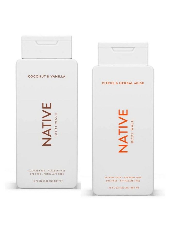 native Body Wash Twin Pack 1 Coconut And Vanilla & 1 Citrus And Herbal Musk 18 Oz (532Ml) Each - Image 2
