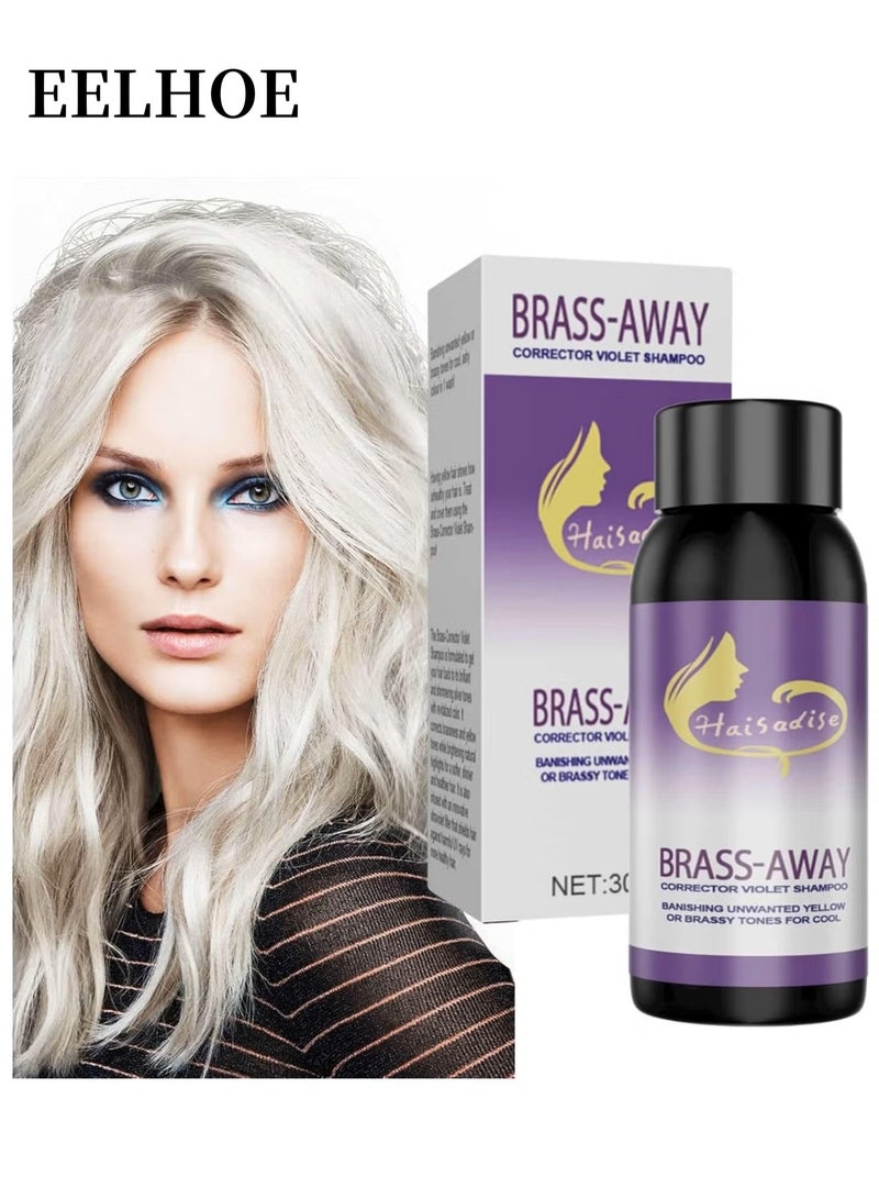 إيلهو شامبو أرجواني للشعر الرمادي - شامبو تونر صبغة الشعر نغمات صفراء نحاسية تحييد للشعر الأشقر والرمادي والرمادي واللون الفضي المعالج ، لتنغيم لون الشعر المصبوغ والمبيض والجاف والتالف - Image 1