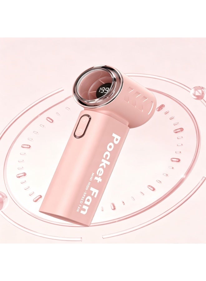 Portable Handheld Fan, Mini USB Rechargeable Fan, table fan, Pocket Fan with 5 Speeds for Women Men Travel Camping Outdoor Pink - Image 3