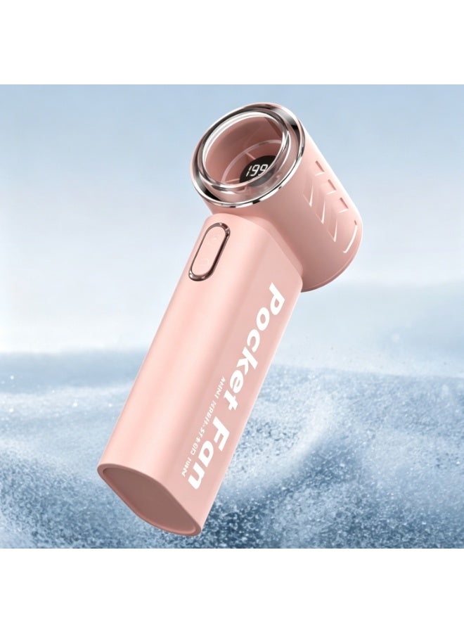 Portable Handheld Fan, Mini USB Rechargeable Fan, table fan, Pocket Fan with 5 Speeds for Women Men Travel Camping Outdoor Pink - Image 4