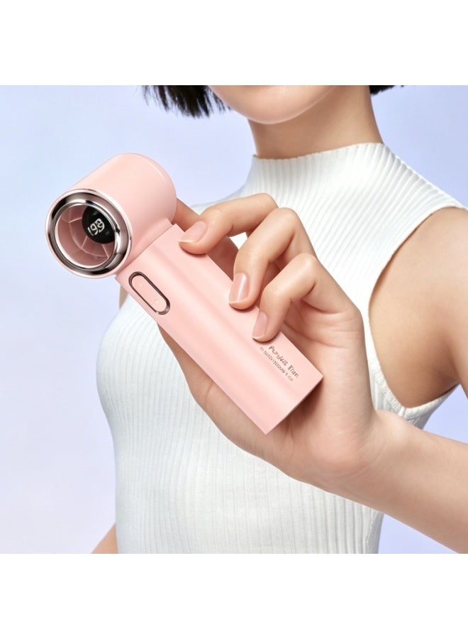 Portable Handheld Fan, Mini USB Rechargeable Fan, table fan, Pocket Fan with 5 Speeds for Women Men Travel Camping Outdoor Pink - Image 1