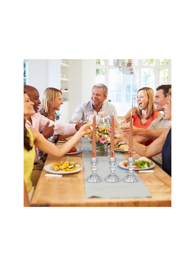 The Bros Glass Taper Candle Holder, Candlestick Stand, Crystal Clear Candlestick, Birthday Candle Holder, Glass Candle Centerpiece Set, for 2.2-2.4Cm Diameter Pole Candle, Wedding Festival Party Decor 6Pcs - Image 5